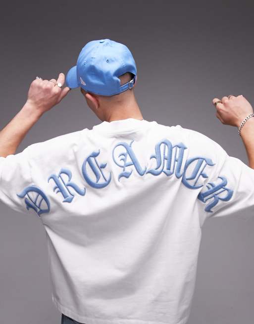 Topman Oversized Baseball Jersey with Logo in White