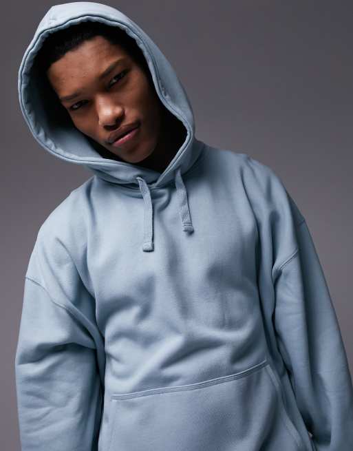 Topman heavyweight extreme oversized hoodie in blue