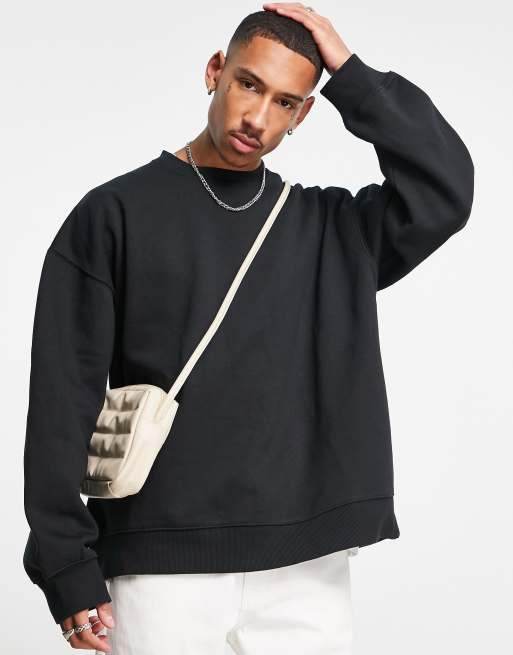 Topman Heavyweight Extreme Oversized Sweatshirt In Black Asos