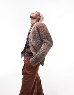 Topman heavyweight ombre knitted cardigan in brown - ASOS Price Checker