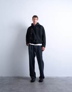 Model wearing Heavyweight oversized fit hoodie in black
