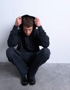 Model wearing Heavyweight oversized fit hoodie in black