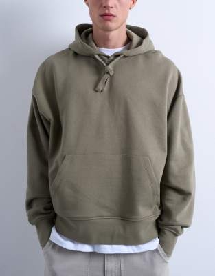 Topman Heavyweight Oversized Fit Hoodie In Green