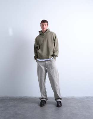 Topman Heavyweight Oversized Fit Hoodie In Green