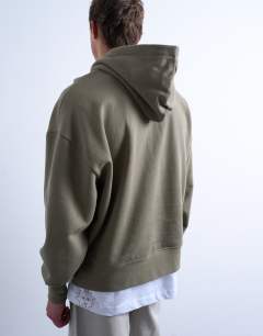 Model wearing Heavyweight oversized fit hoodie in khaki