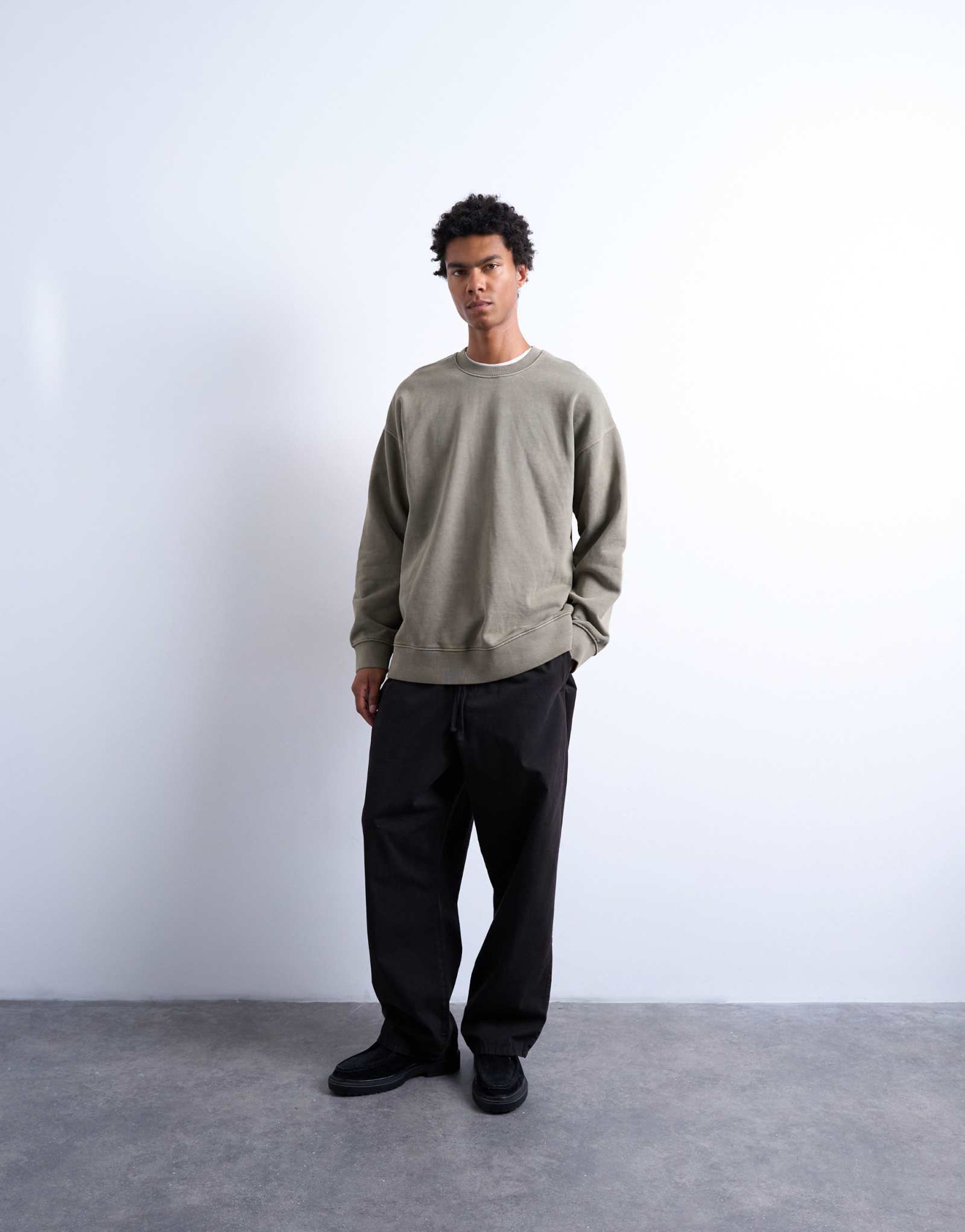 Толстовка Topman heavyweight оверсайз приталенного кроя цвета хаки