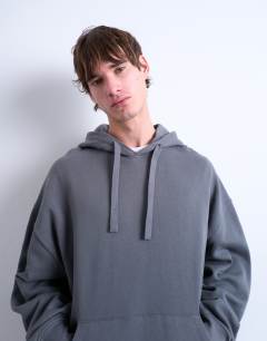 Model wearing Heavyweight oversized hoodie in charcoal