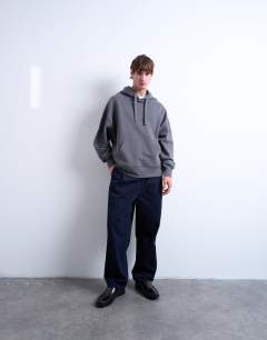 Model wearing Heavyweight oversized hoodie in charcoal