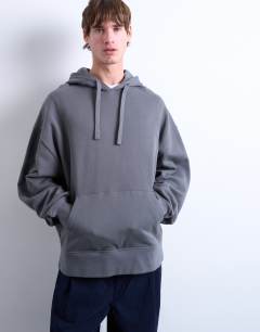 Model wearing Heavyweight oversized hoodie in charcoal