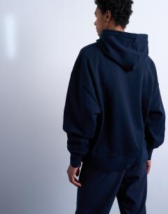 Model wearing Heavyweight oversized hoodie in navy