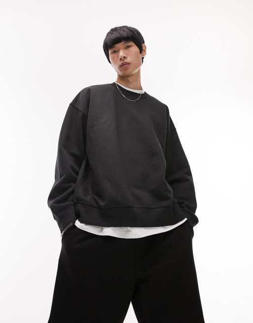 Men's Oversize Sweatshirt Round Neck Black