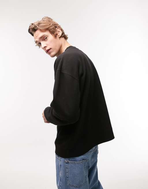 Topman heavyweight oversized sweatshirt in black | ASOS