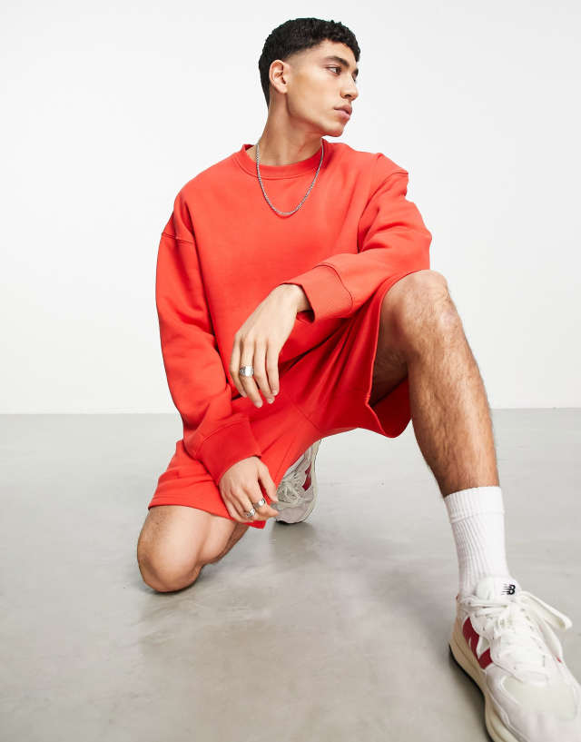 Topman heavyweight oversized sweatshirt in red - part of a set