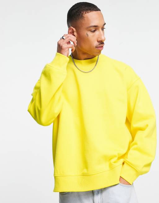 Topman heavyweight oversized sweatshirt in yellow | ASOS