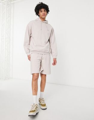 Topman heavyweight oversized washed hoodie with side pockets in light pink