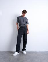 Topman heavyweight straight leg jogger in black