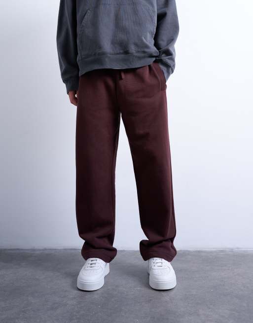 Topman heavyweight straight leg jogger in brown