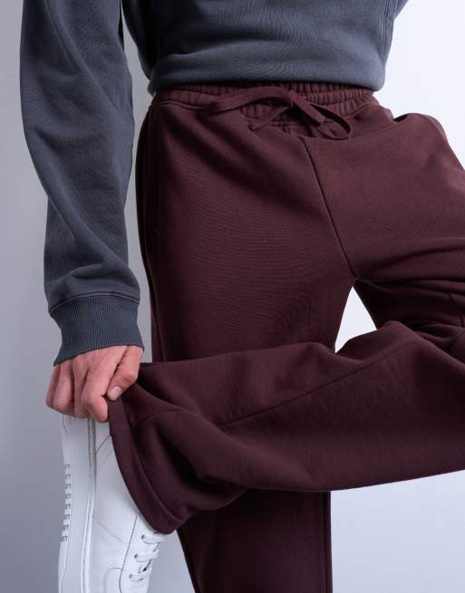 Topman heavyweight straight leg jogger in brown