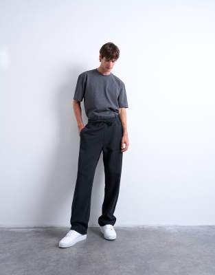 Topman Heavyweight Straight Leg Sweatpants In Black