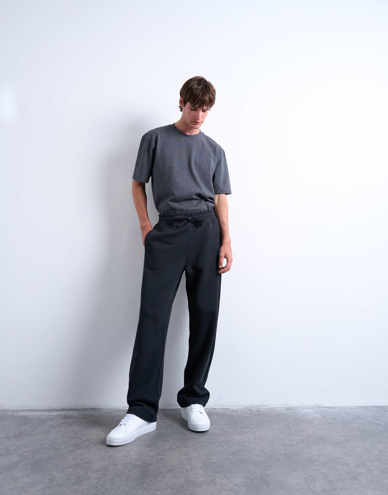 Спортивные брюки с прямыми штанинами Topman heavyweight черного цвета