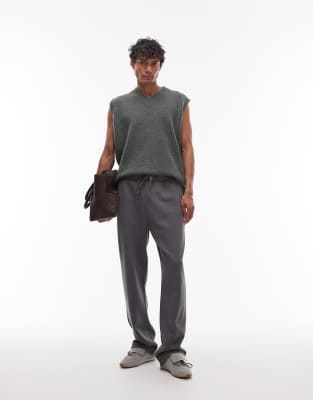 Topman Heavyweight Straight Leg Sweatpants In Gray