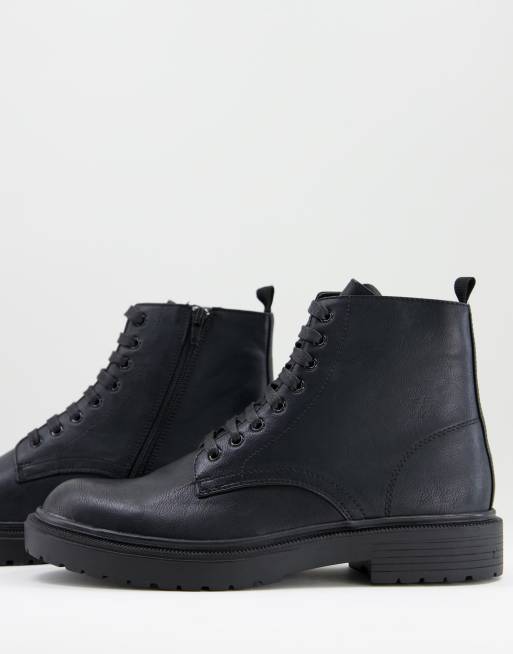 Topman – Hector – Schnürstiefel in Military-Optik in Schwarz