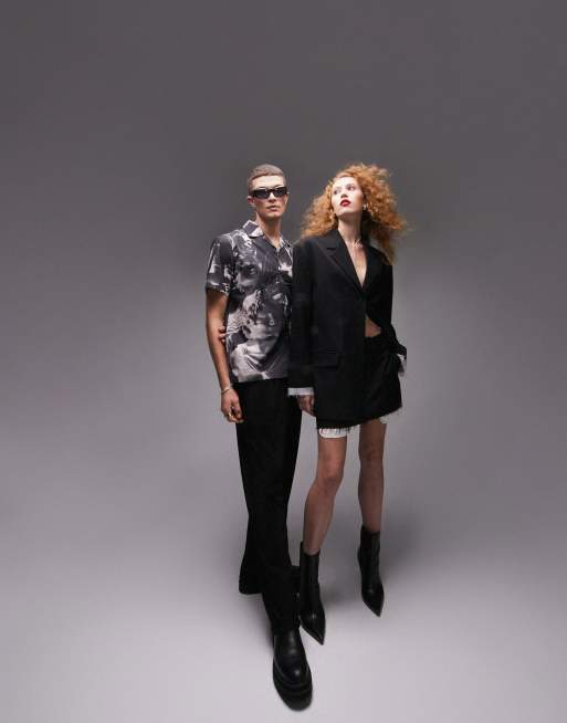 Topman – Hemd in Schwarz mit Reverskragen und griechische-Götter-Printmuster, 4 von 4