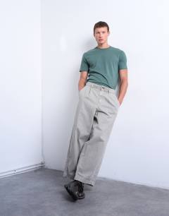 Herringbone barrel trouser in stone