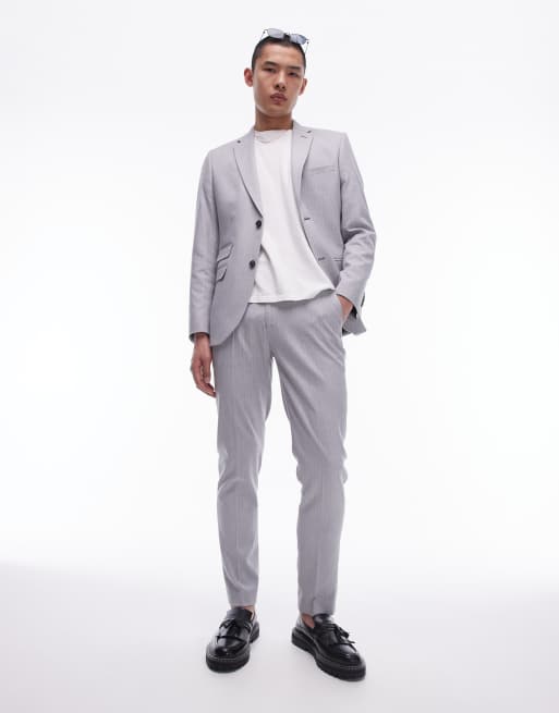  Topman herringbone slim trouser in grey