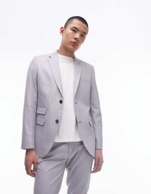 herringbone suit jacket in gray