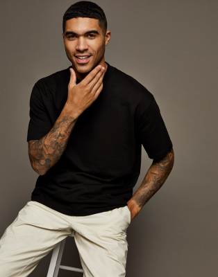 Topman high neck T-shirt in black