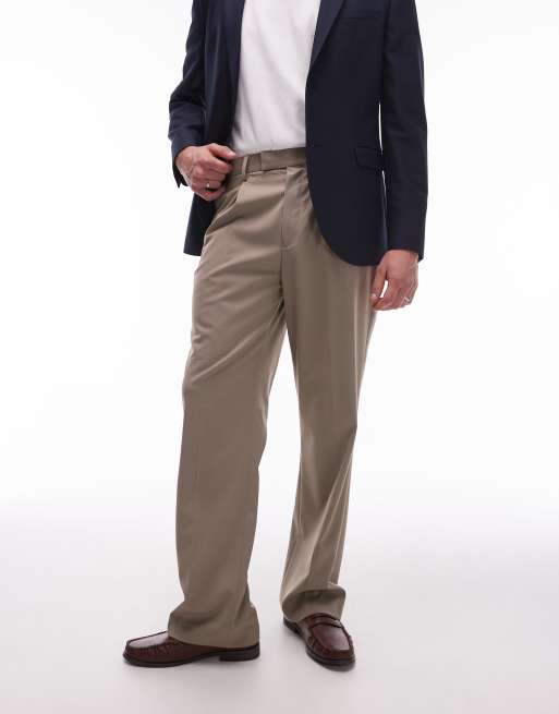 Topman highwaist relaxed suit trousers in stone