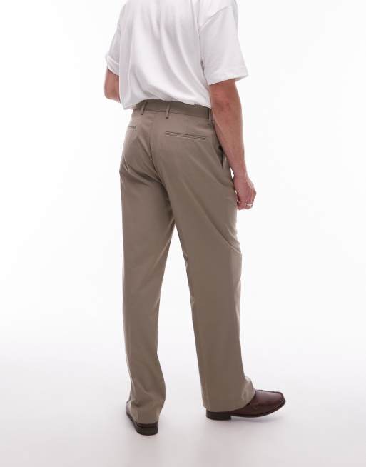 Topman highwaist relaxed suit trousers in stone
