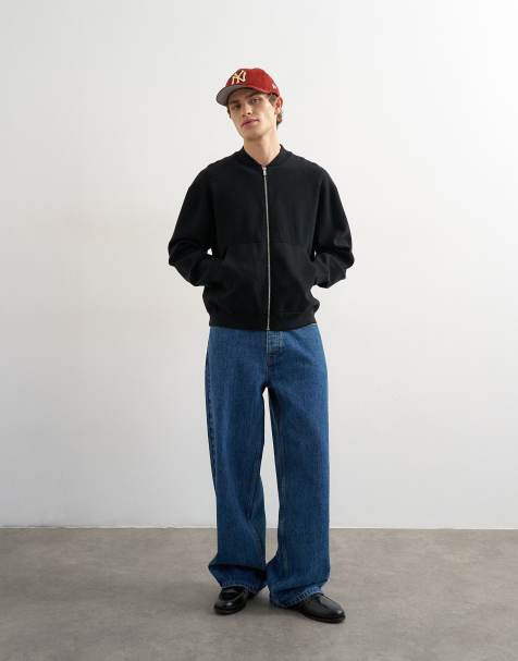 Topman – Hochwertige Relaxed-Fit-Strickjacke in Schwarz mit Zwei-Wege-Reißverschluss - view 1