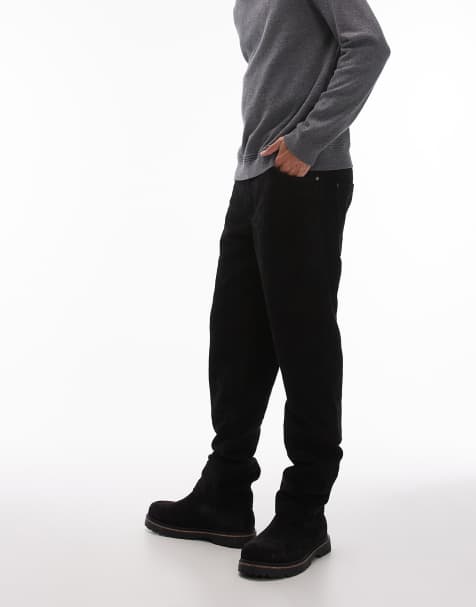 Topman – Hochwertige Wildlederhose in Schwarz mit geradem Schnitt - view 1