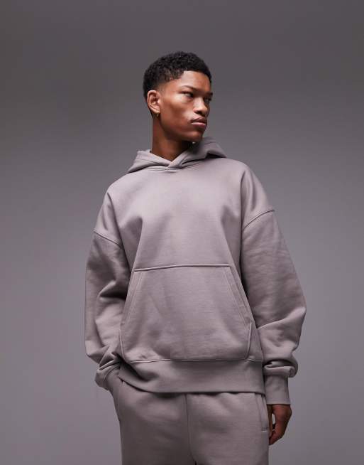 Topman – Hochwertiger Kapuzenpullover in Hellbraun mit Oversize-Passform und Reißverschluss