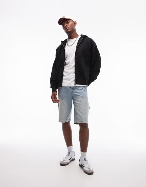 Topman – Hochwertiger, schwerer Kapuzenpullover in Schwarz mit Oversize-Passform und Reißverschluss - view 1