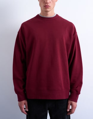 Hochwertiges, leichtes Oversize-Sweatshirt in Burgunderrot Rot L