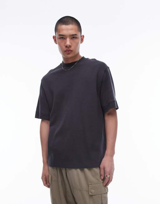 Topman – Hochwertiges weiches Oversize-T-Shirt in Anthrazit