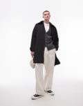 [Topman] Topman hooded mac coat in black S Black