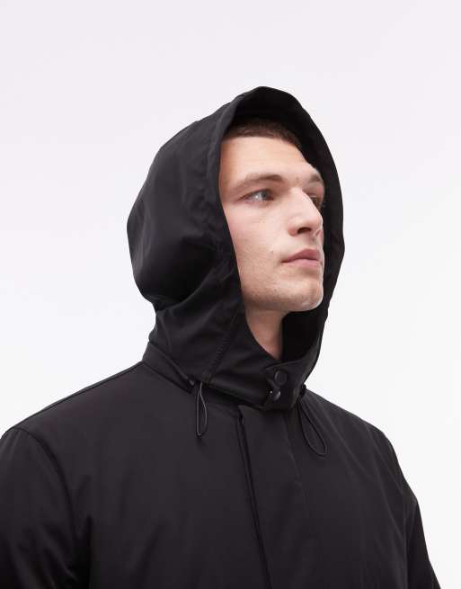 Black hooded mac best sale