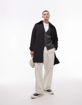 hooded trench coat in black