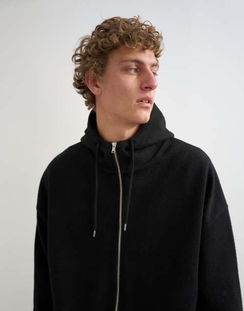 Topman hoodie coupe carrée à col cheminée noir - view 1