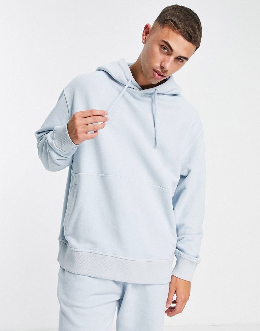 Topman hoodie in bleach washed blue - part of a set-Blues