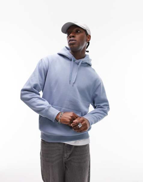 Oversized Fit Cotton hoodie - Light blue - Men