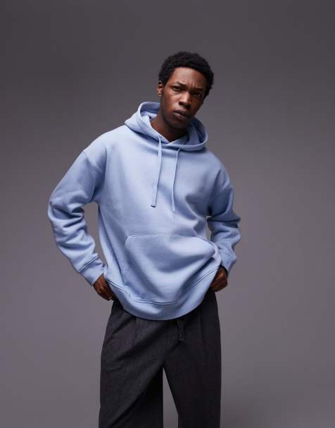 Topman - Hoodie met oversized pasvorm in middenblauw - view 1