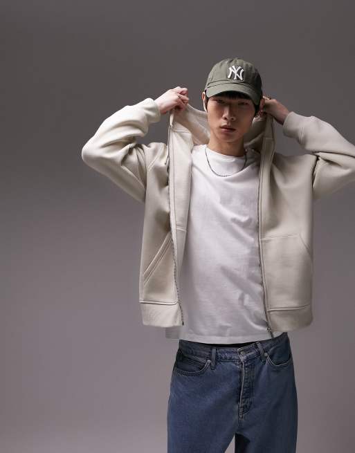 Topman - Hoodie met rits in stone