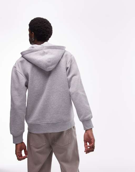 Topman - Hoodie met ritssluiting in gemêleerd grijs, 4 van 4