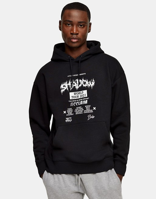 Topman hoodie with white shadow print in black