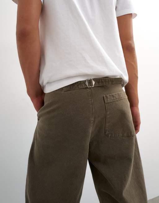 Topman horseshoe barrel fit canvas pants in khaki, 5 of 5